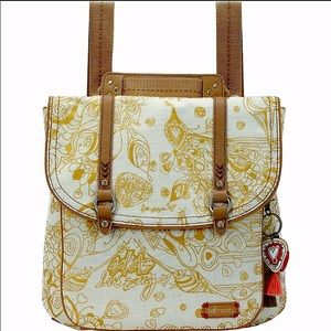 Sakroots Womens Convertible Backpack Gold SongBird
